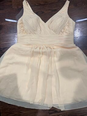 Bill Levkoff Pale Peach Chiffon Mini Dress